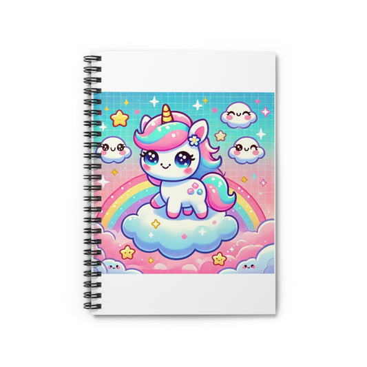 Pastel Rainbow Unicorn Cloud Kawaii Spiral Notebook