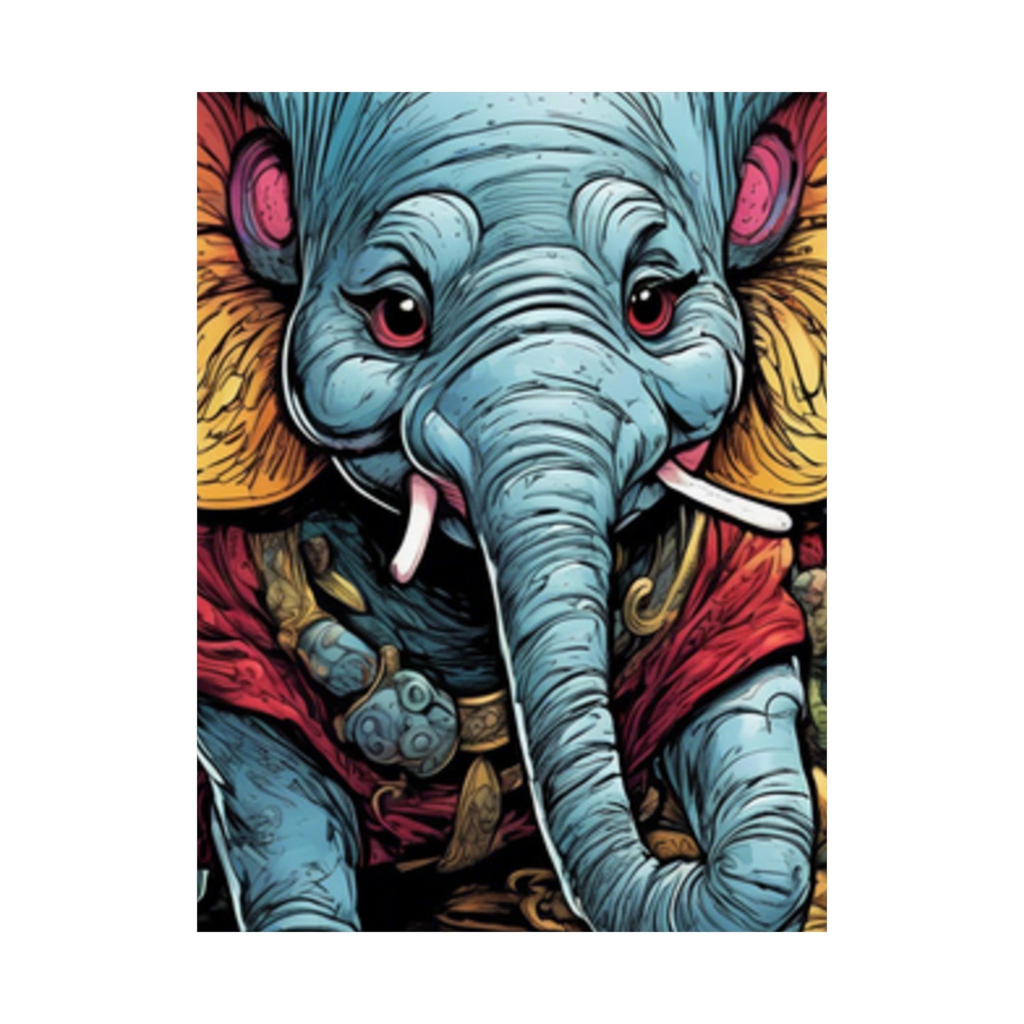 Colorful Elephant Garden Parade Wildlife Wall Art Poster