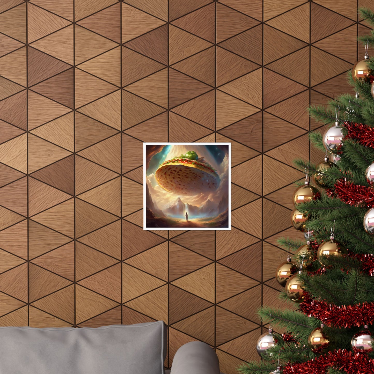 Cosmic Taco UFO Surreal Food Fantasy Art Poster