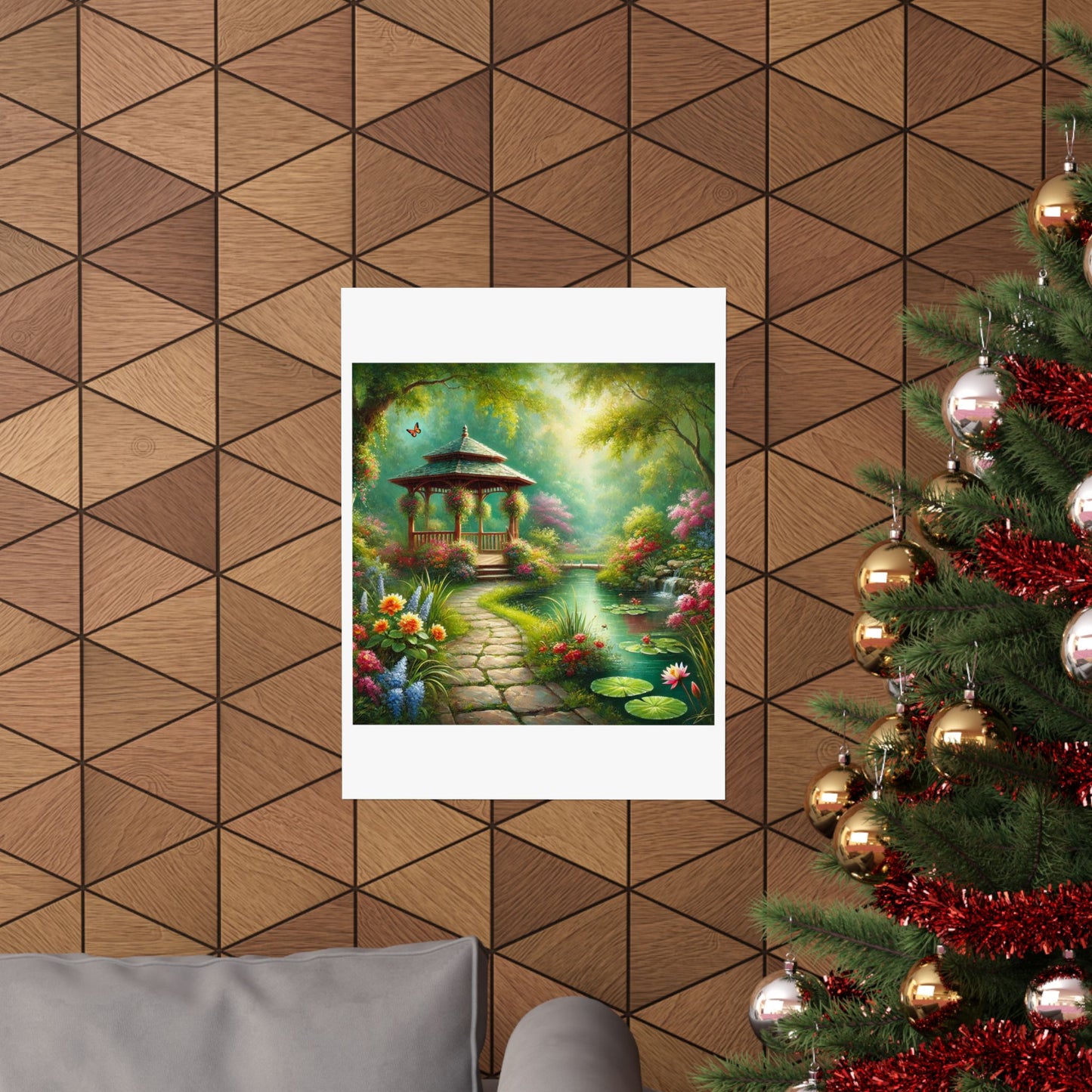 Spring Garden Gazebo Floral Landscape Poster