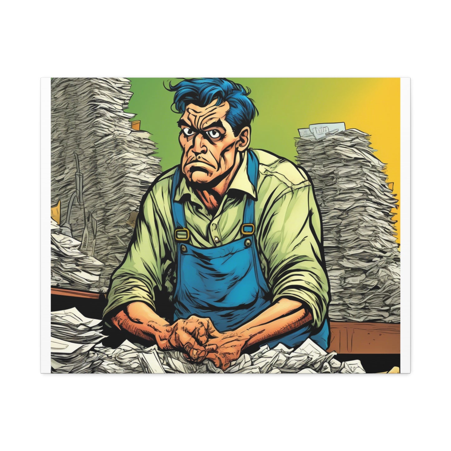 Paperwork Chaos Desk Worker Funny Office Art Canvas