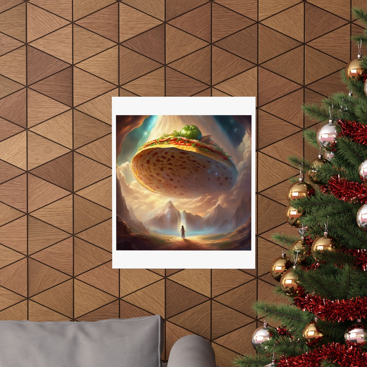 Cosmic Taco UFO Surreal Food Fantasy Art Poster