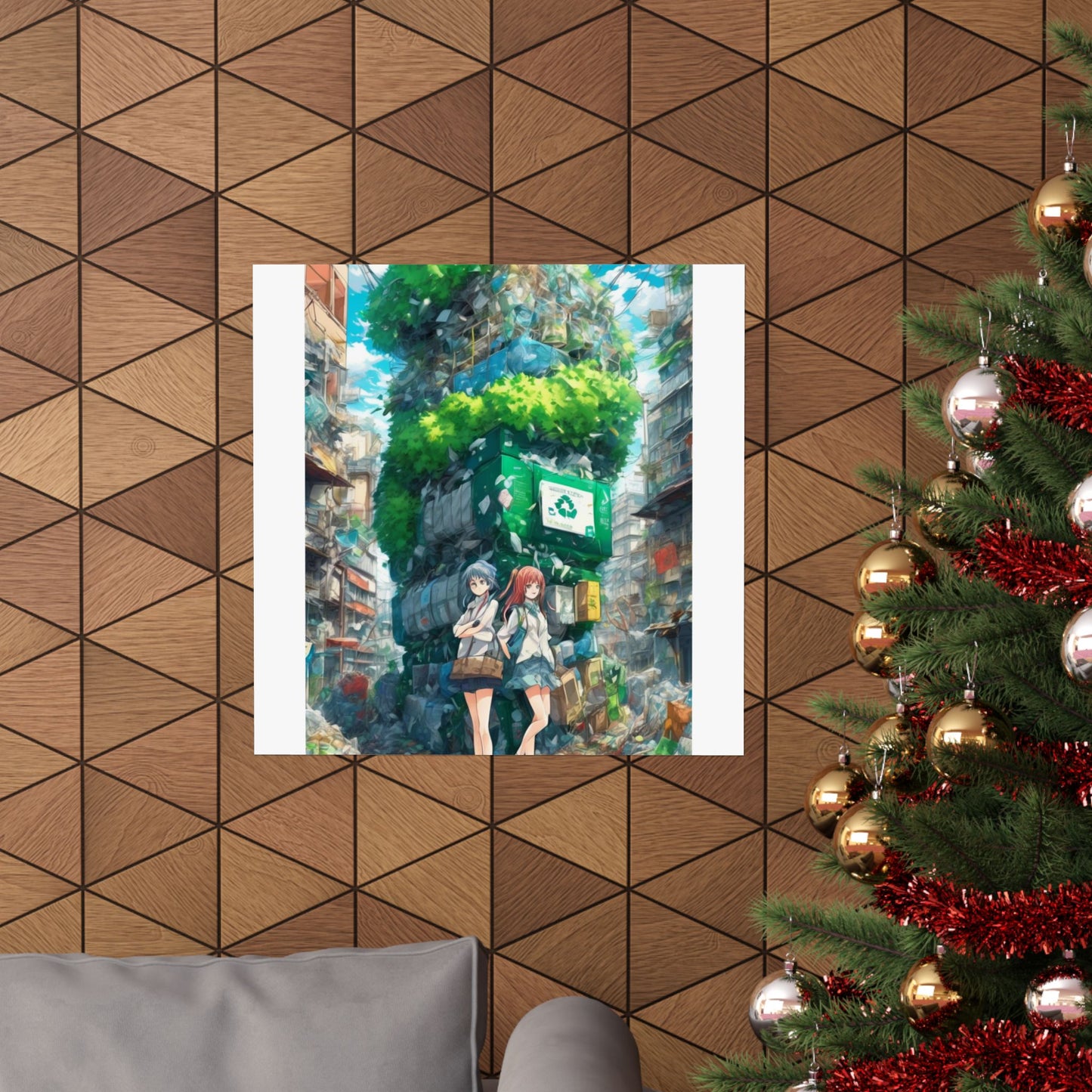 Urban Recycling Anime Friends Green City Wall Poster
