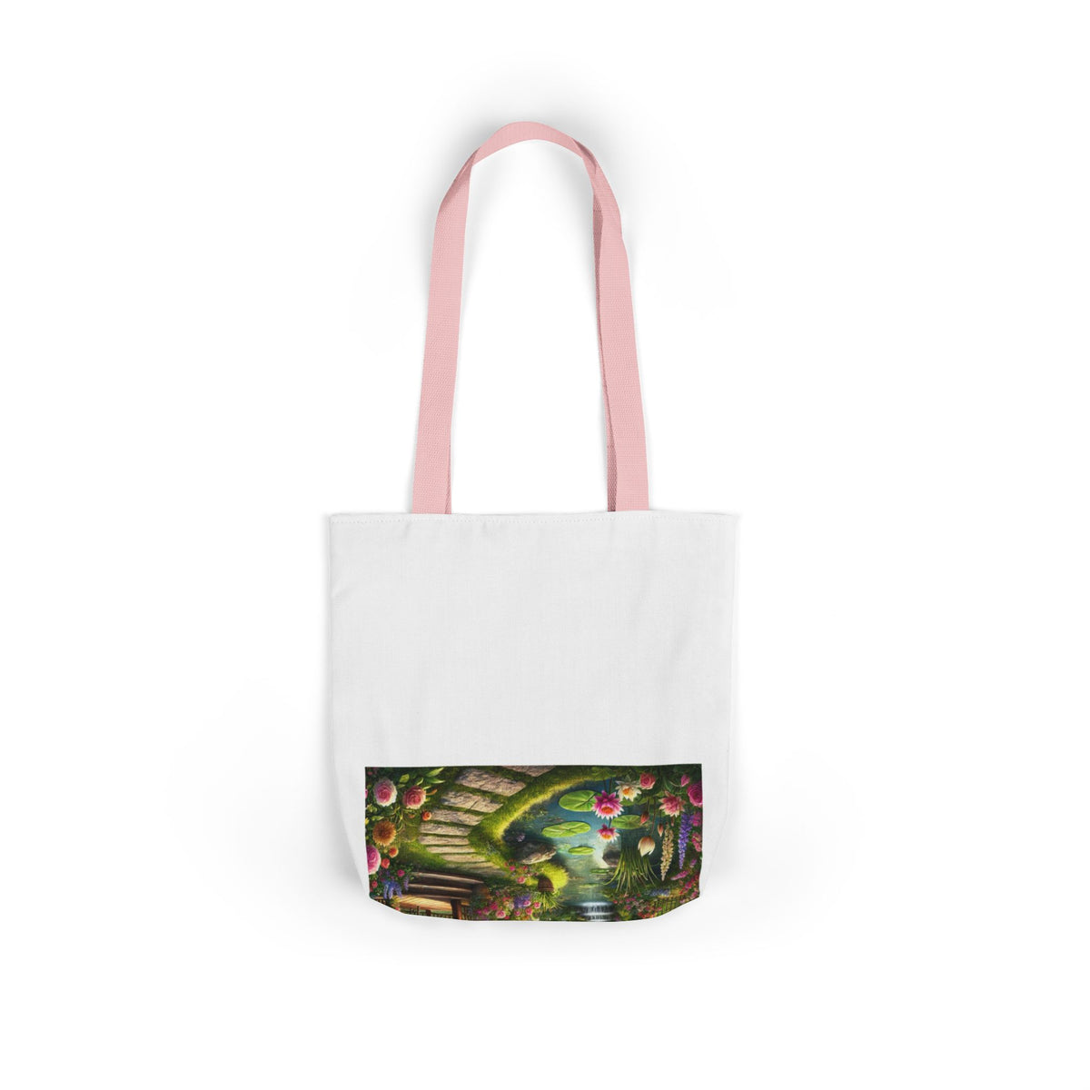 Sunlit Rose Gazebo Cottage Garden Canvas Tote Bag