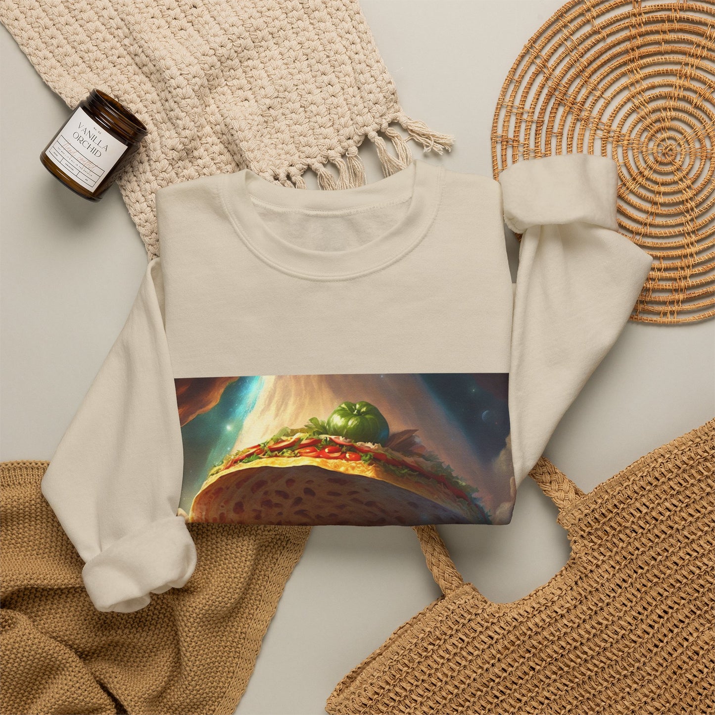 Cosmic Taco UFO Surreal Food Fantasy Art Sweatshirt