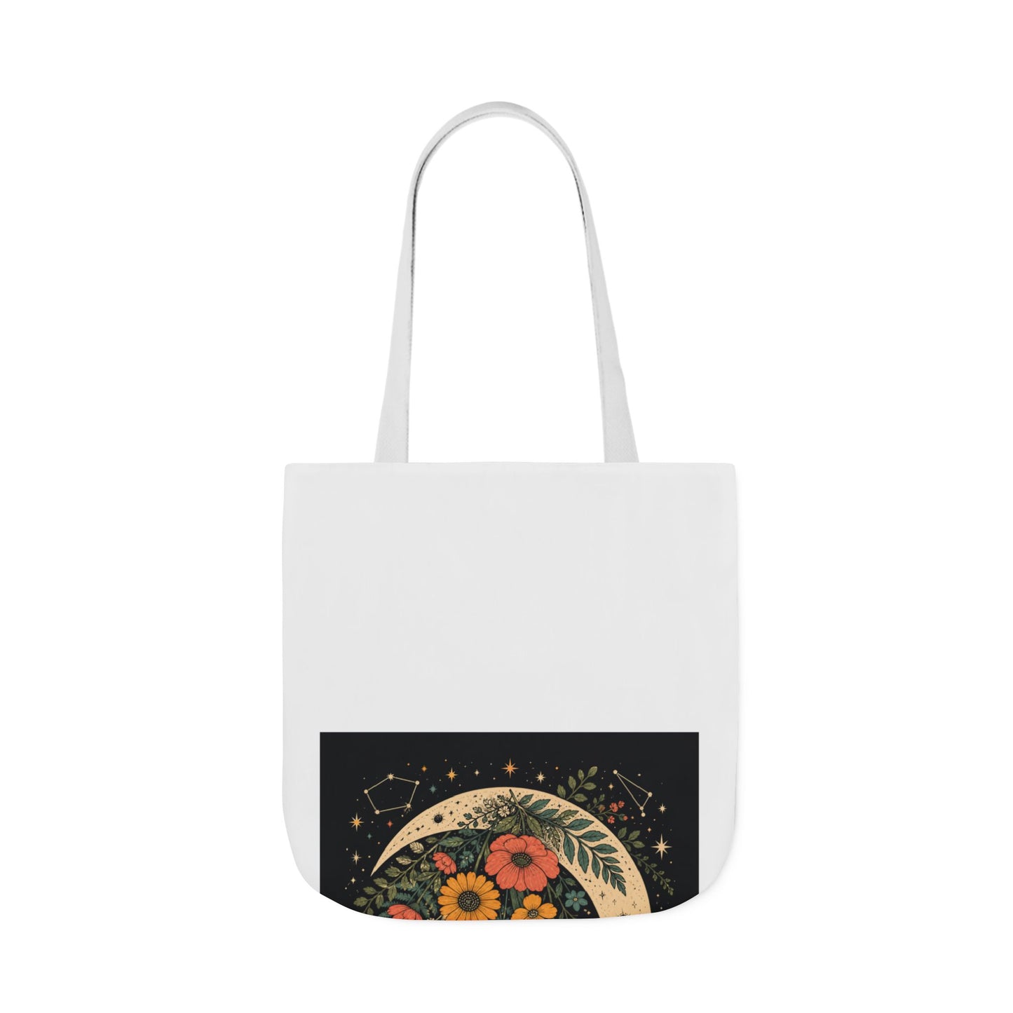 Celestial Wildflower Crescent Moon Botanical Tote Bag