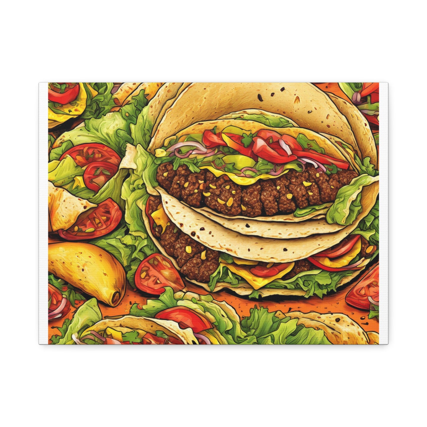 Stacked Taco Fiesta Foodie Gift Art Canvas