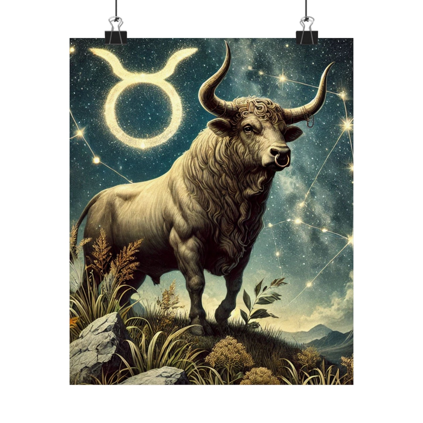 Taurus Bull Constellation Celestial Wall Art Poster