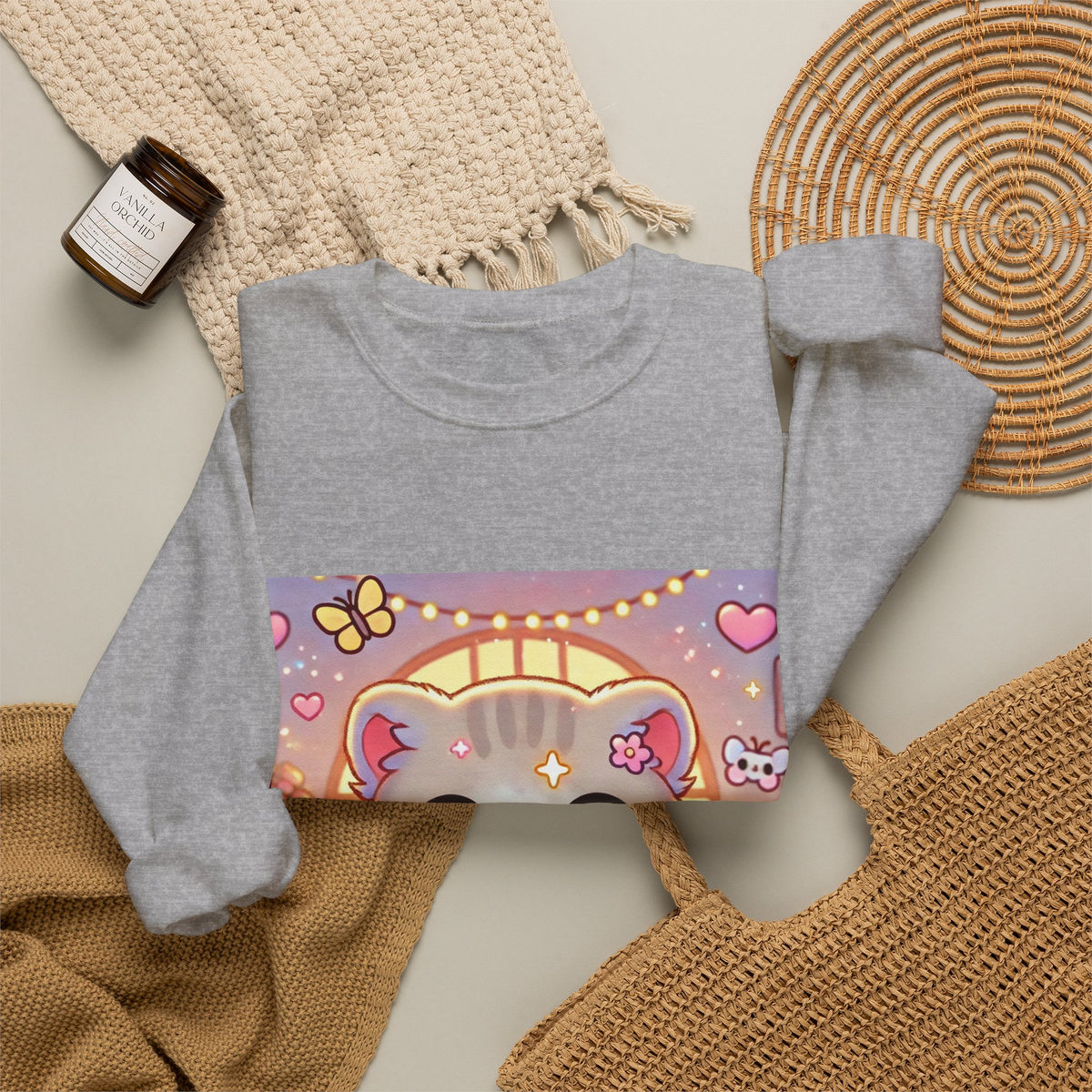Cozy Kawaii Knitting Cat Pastel Yarn Sweatshirt