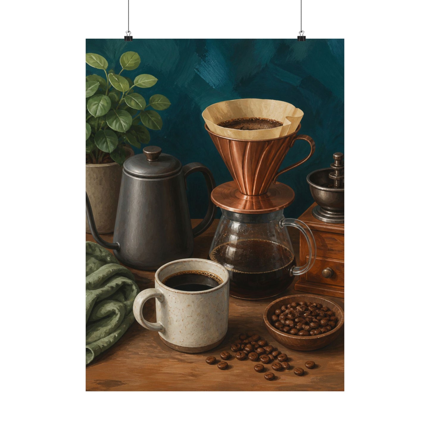Warm Home Coffee Brewing Art Poster