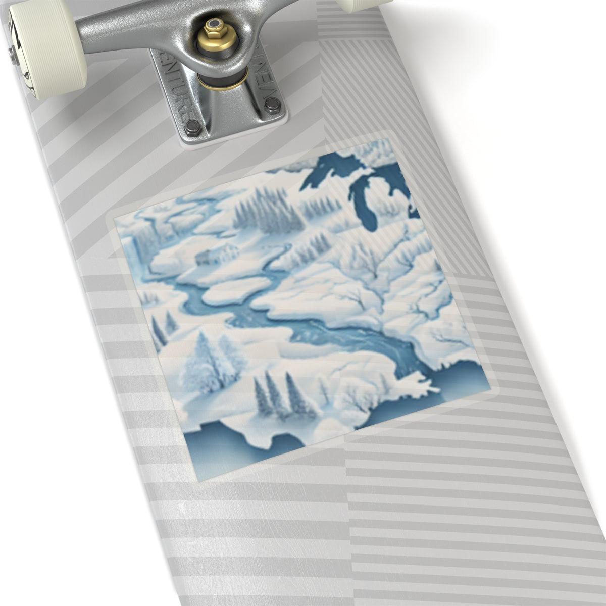 Winter USA Dreamscape Snowy Map Sticker for Laptop Water Bottle