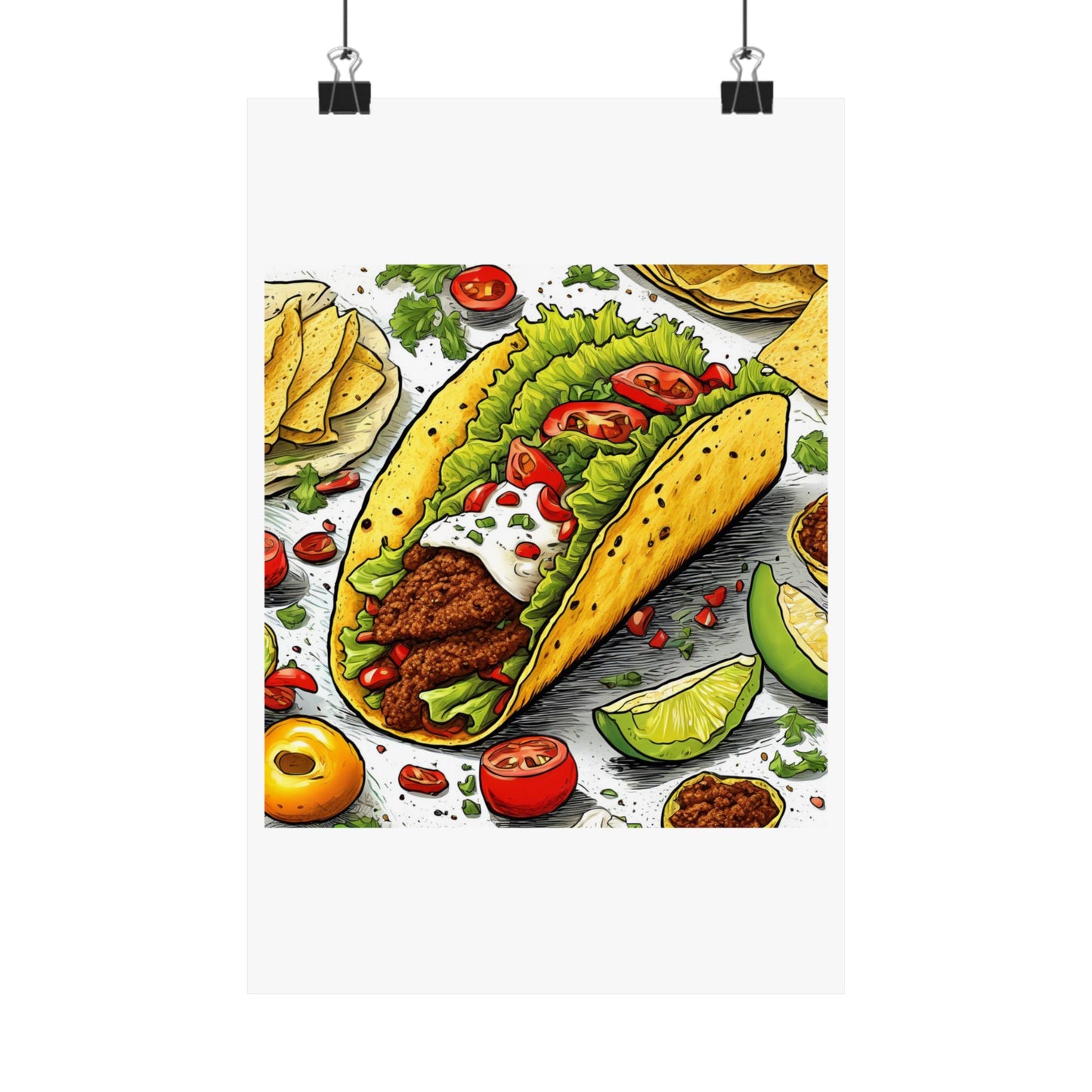 Bold Taco Illustration Foodie Gift Art Poster