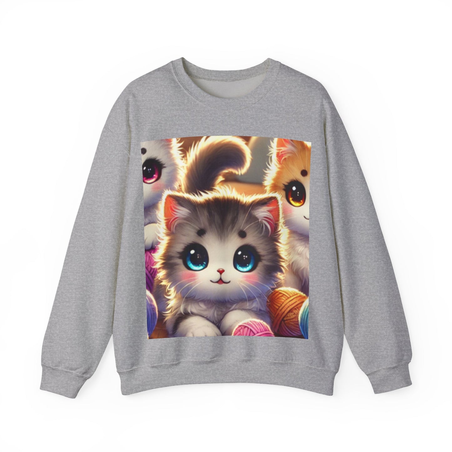 Cozy Yarn Kittens Cute Cat Lover Knitting Crew Sweatshirt Gift