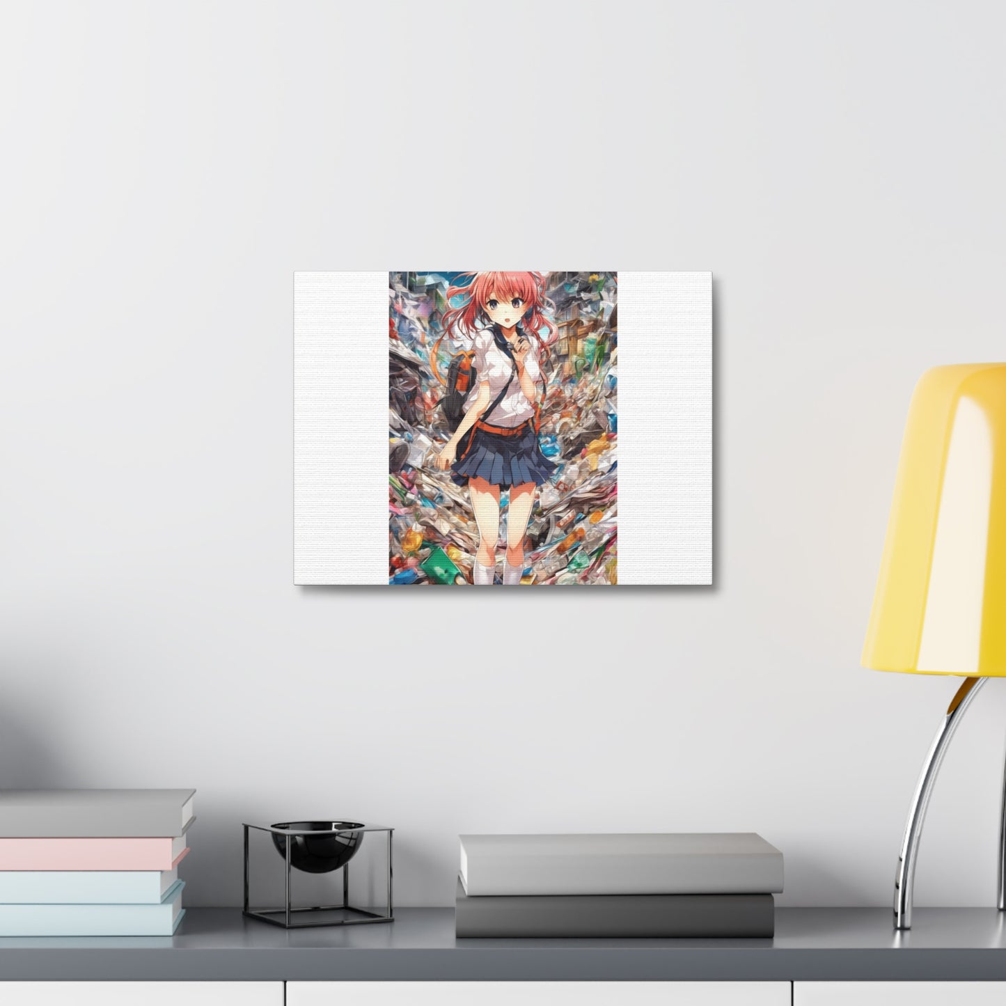 Recycling Day Anime Schoolgirl Eco Street Art Canvas
