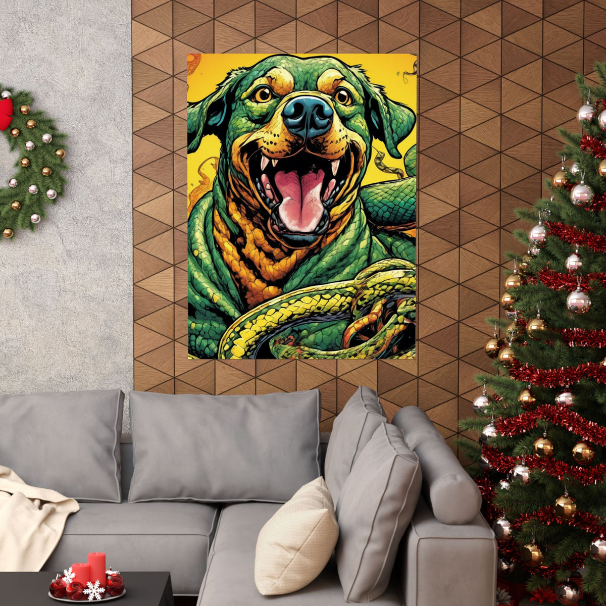 Surreal Serpent Hound Dark Fantasy Wall Art Poster