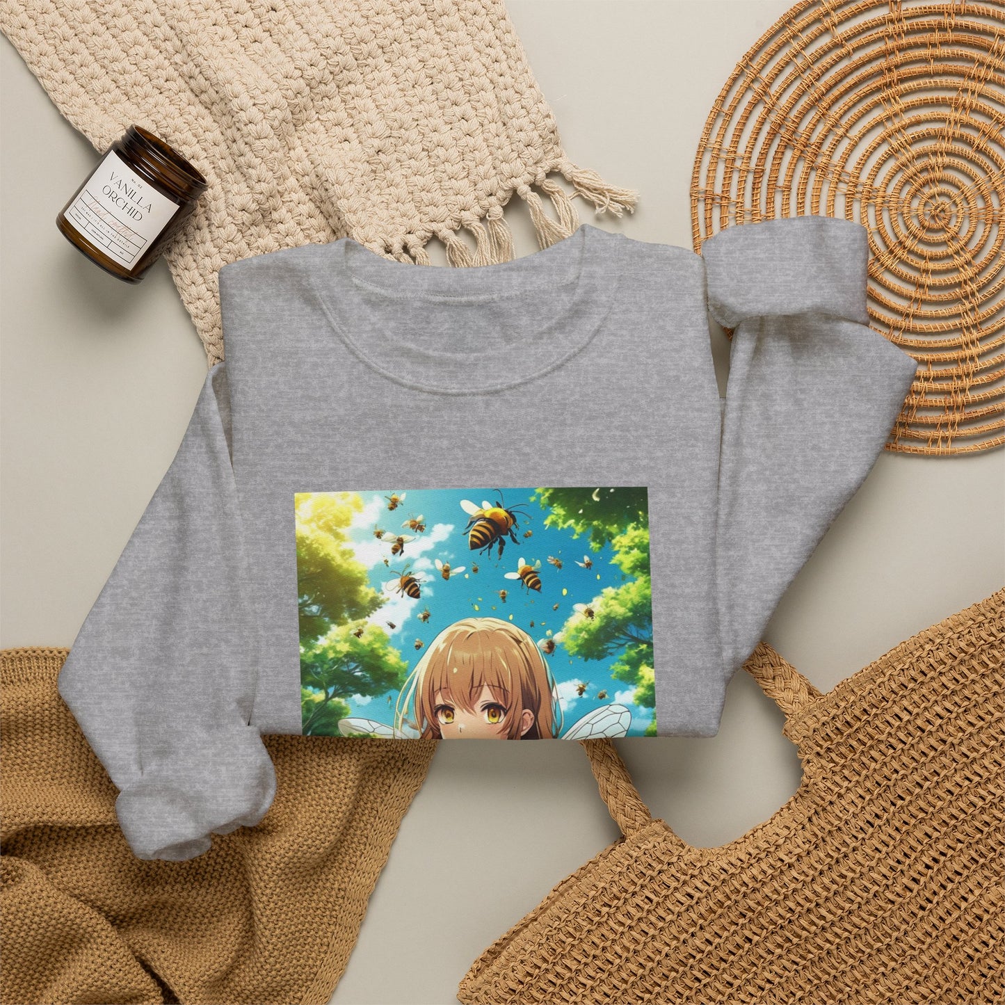 Bee Fairy Garden Anime Nature Art Sweatshirt