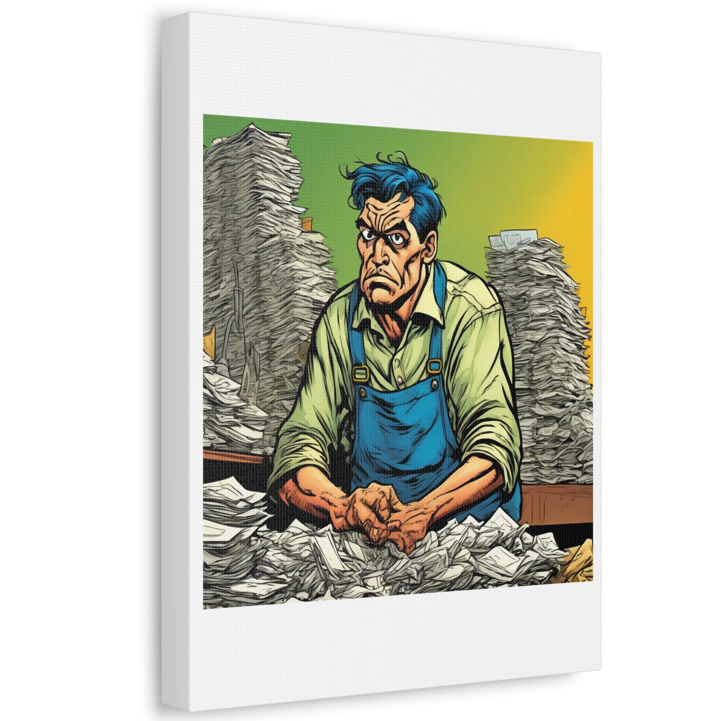 Paperwork Chaos Desk Worker Funny Office Art Canvas