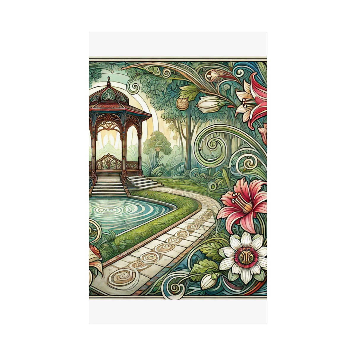 Botanical Gazebo Garden Art Nouveau Wall Art Poster