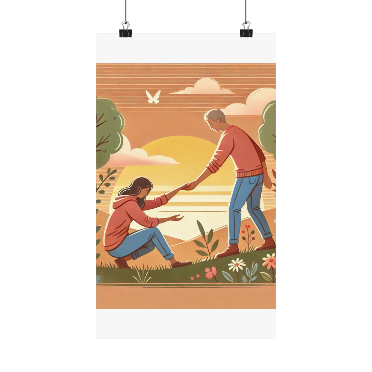 Helping Hands Sunset Garden Wall Art Poster