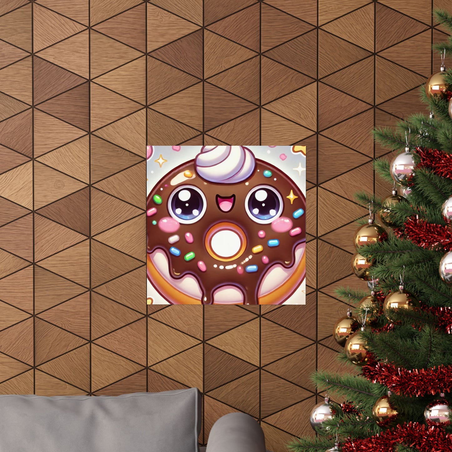 Kawaii Chocolate Donut Cute Dessert Art Poster