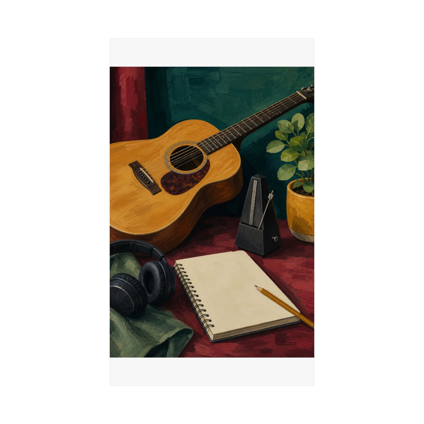Cozy Acoustic Music Practice Art Poster