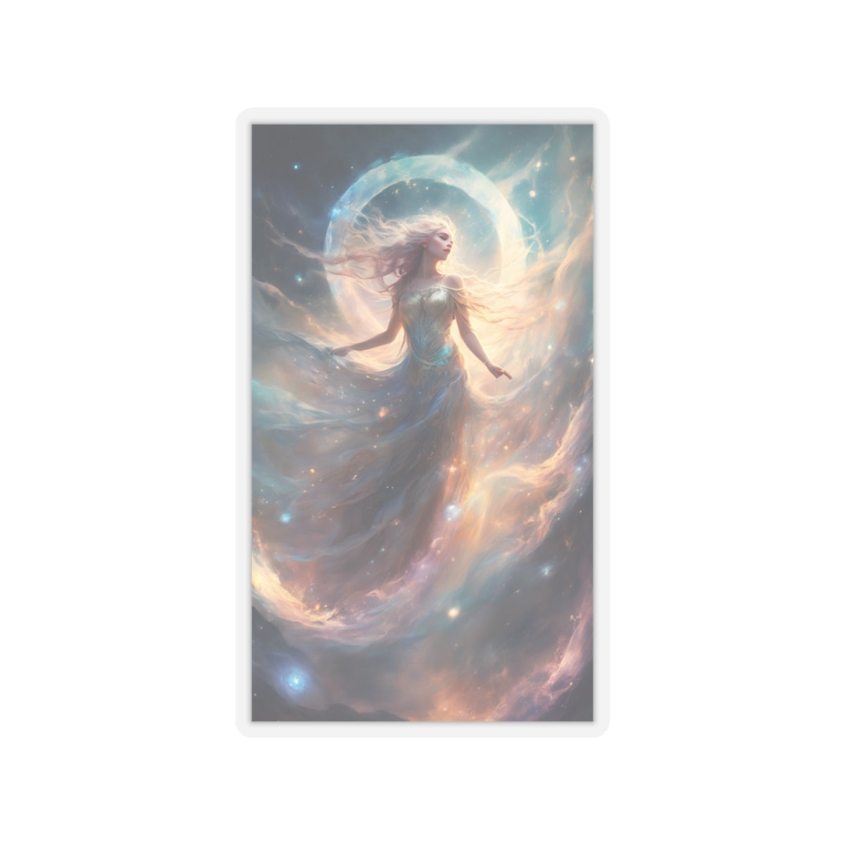 Moonlit Celestial Dancer Fantasy Portrait Sticker