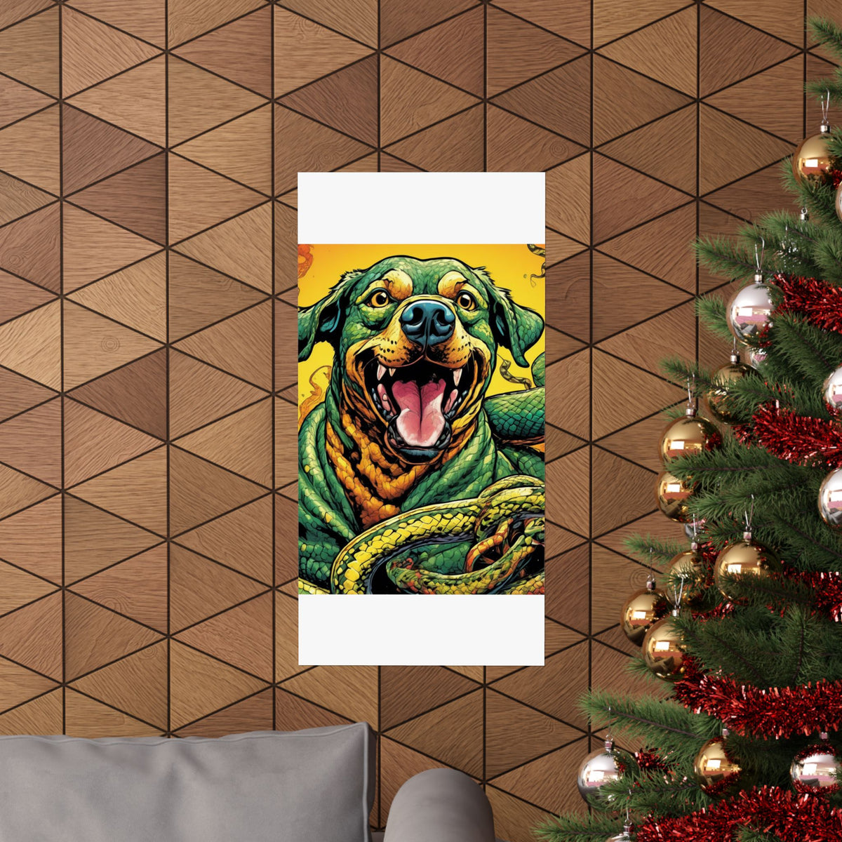 Surreal Serpent Hound Dark Fantasy Wall Art Poster