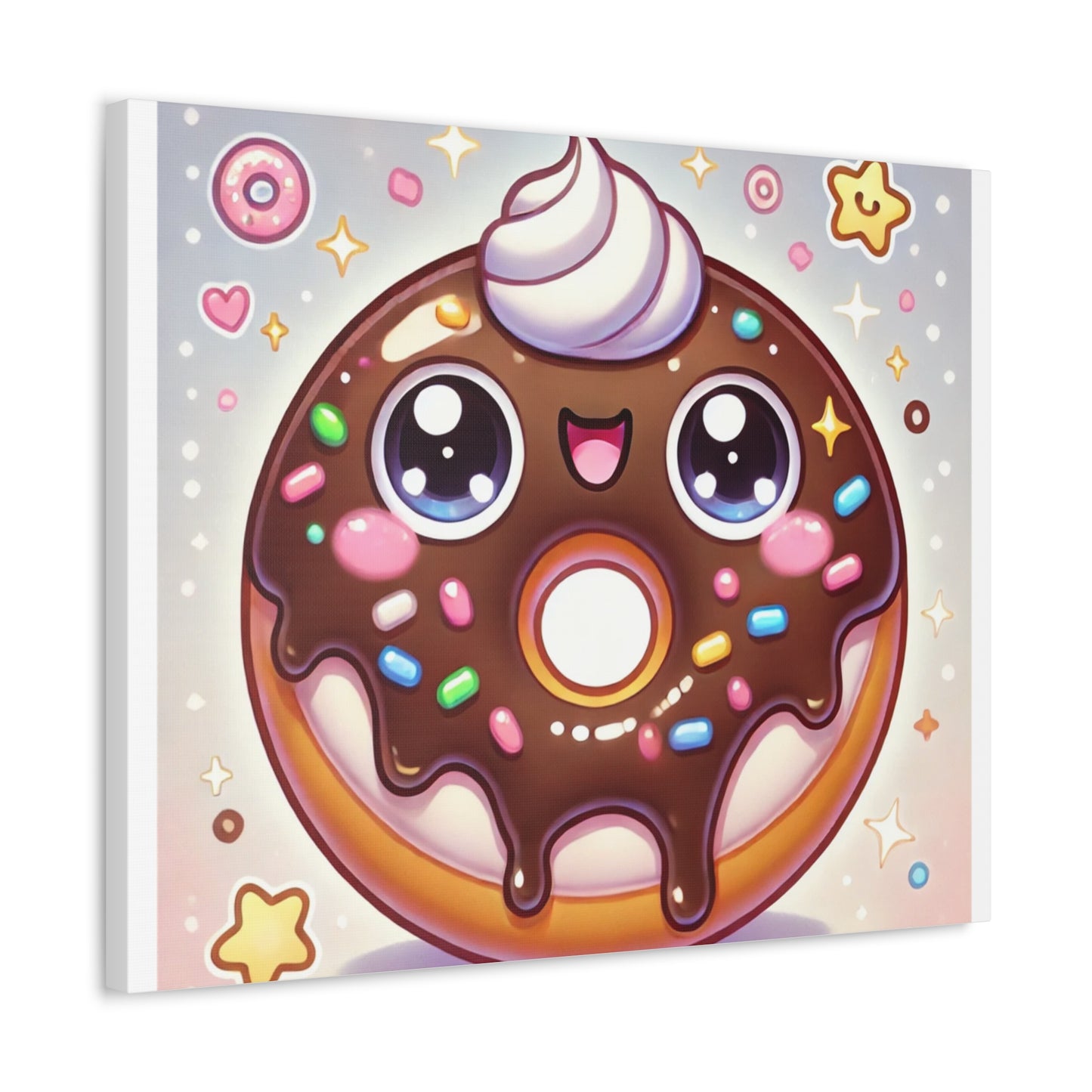 Kawaii Chocolate Donut Cute Dessert Canvas Wall Art