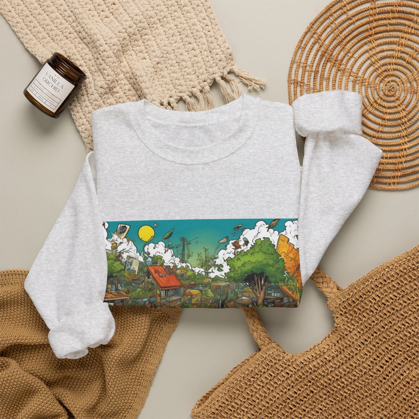 Whimsical Garden Stream Nature Gift Art Sweatshirt