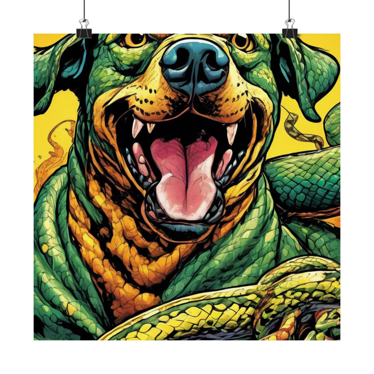 Surreal Serpent Hound Dark Fantasy Wall Art Poster