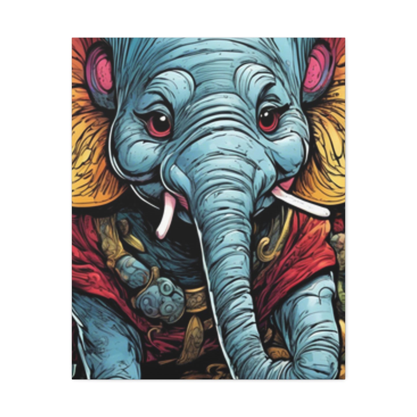 Colorful Elephant Garden Parade Wildlife Canvas Wall Art