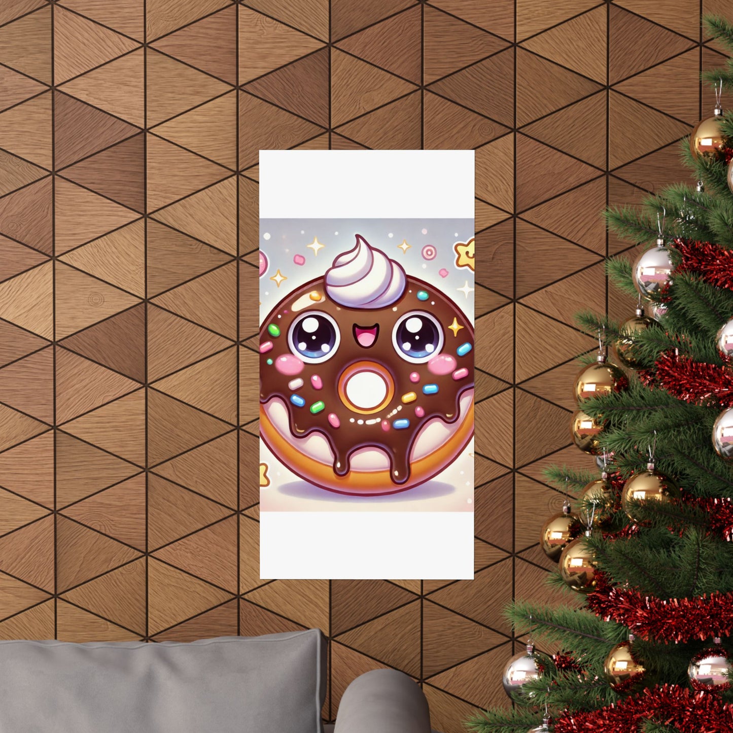 Kawaii Chocolate Donut Cute Dessert Art Poster