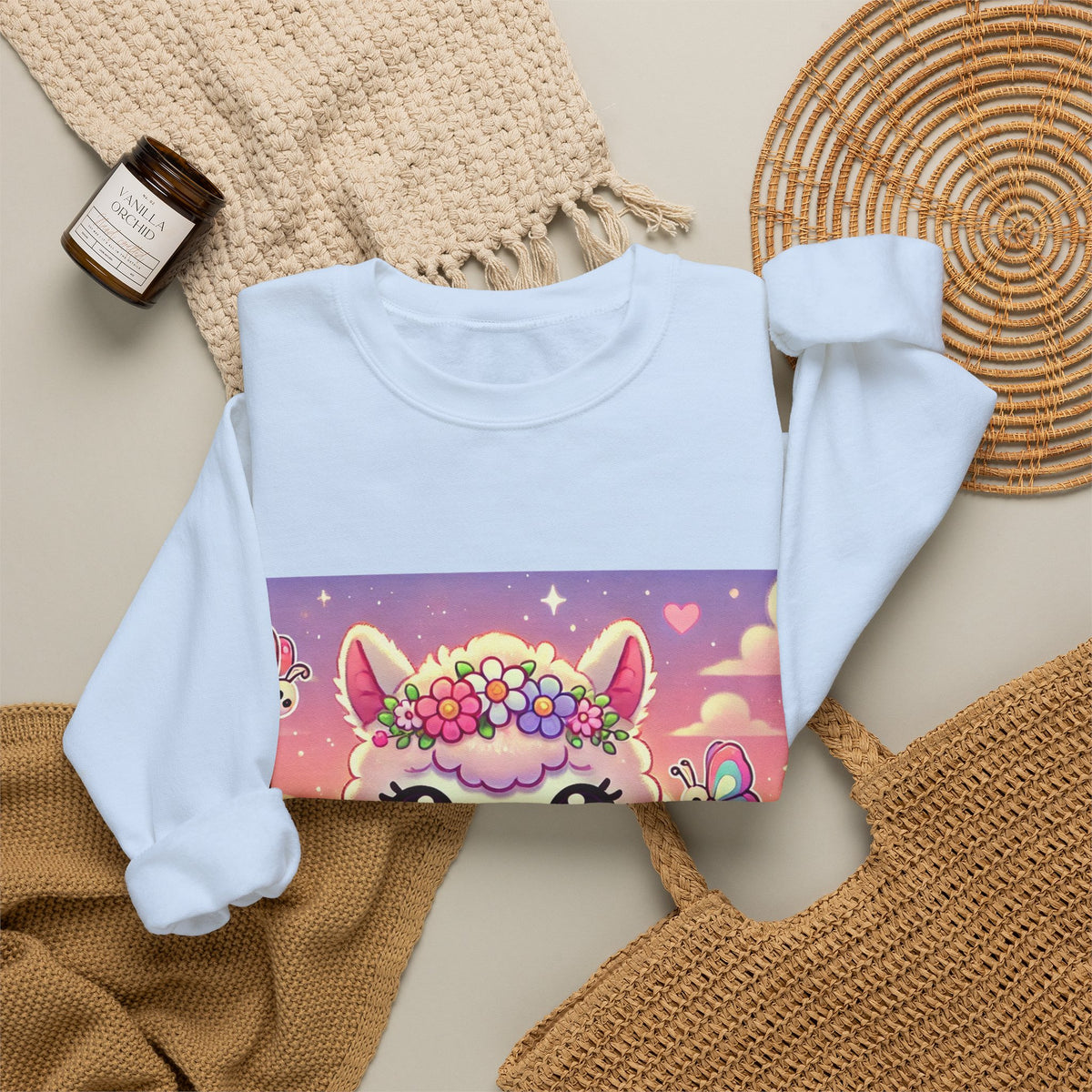 Pastel Floral Alpaca Garden Kawaii Sweatshirt