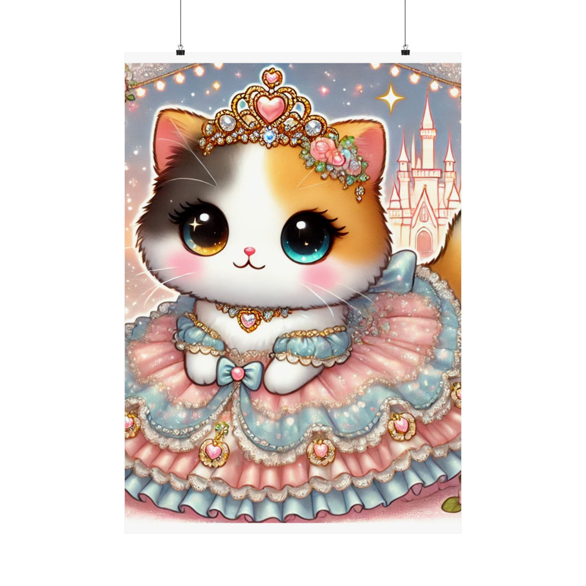 Pastel Princess Calico Cat Fantasy Wall Art Poster
