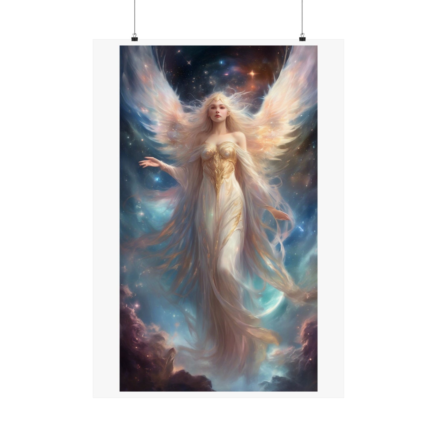 Celestial Winged Heroine Fantasy Portrait Poster
