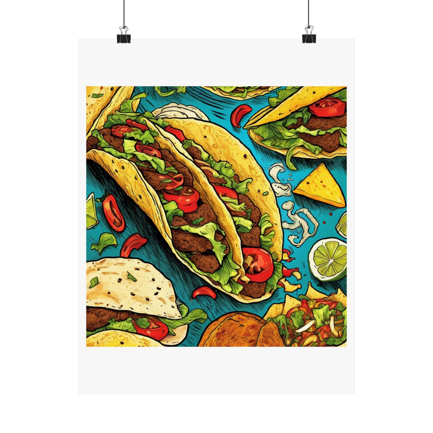 Taco Party Pattern Foodie Gift Art Poster