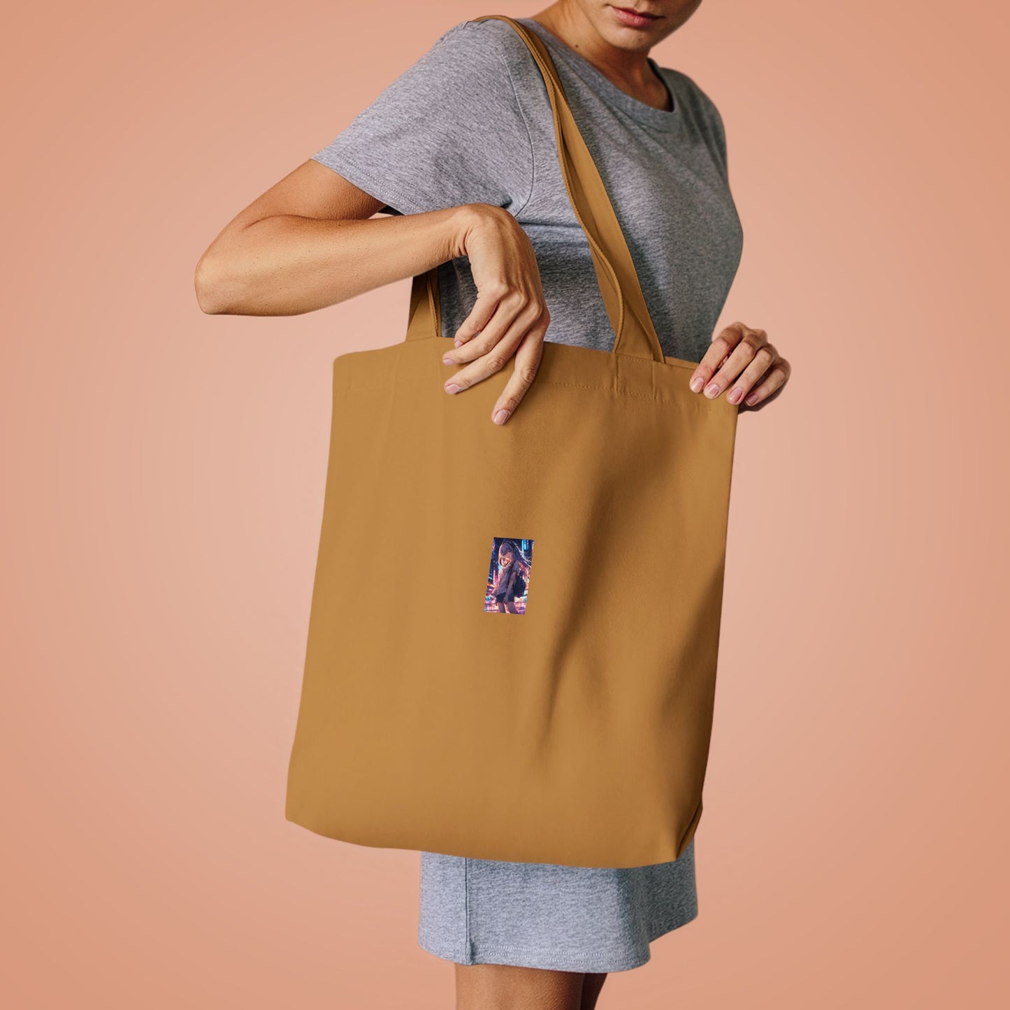 Anime City Night Heroine Portrait Neon Tote Bag