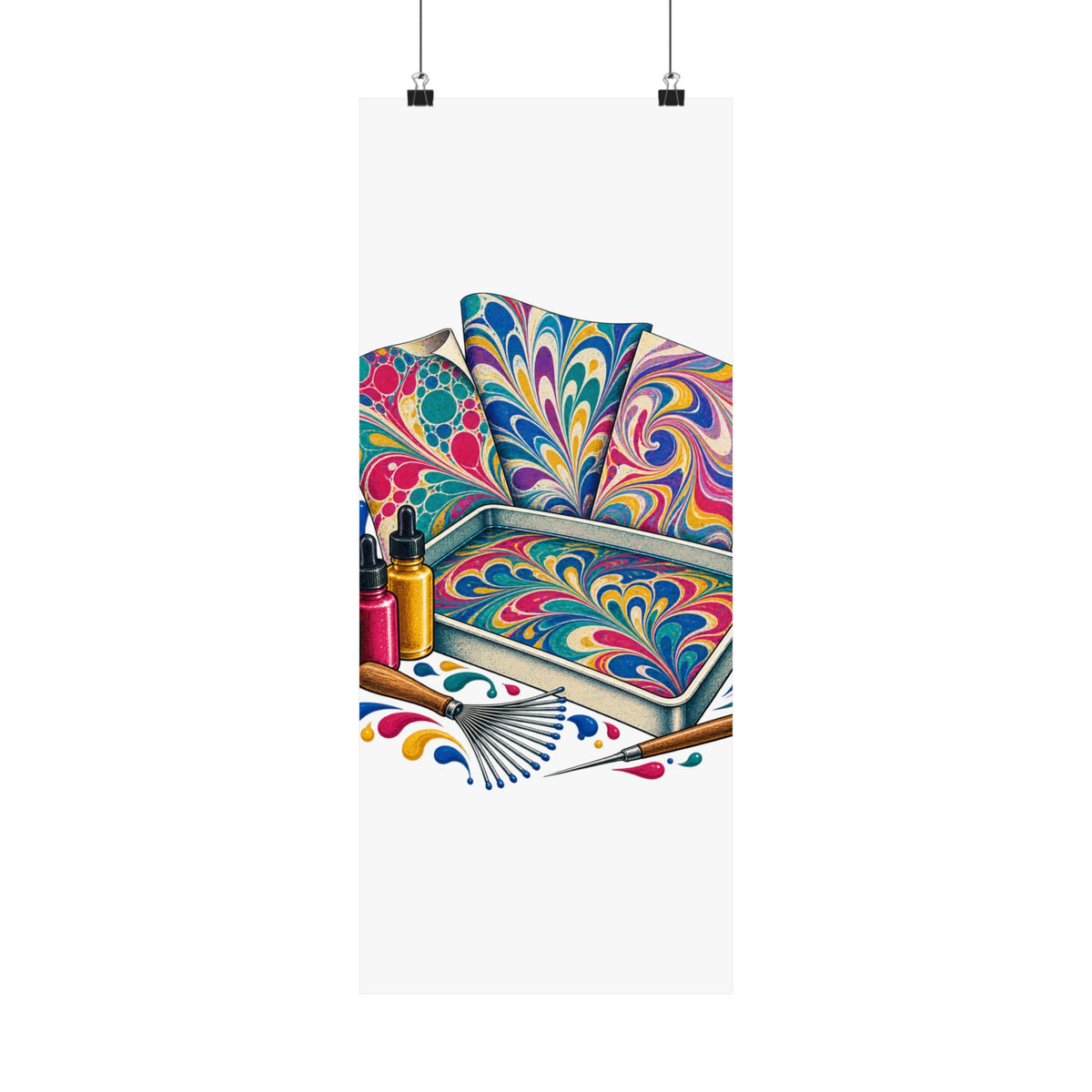 Colorful Paper Marbling Workshop Poster