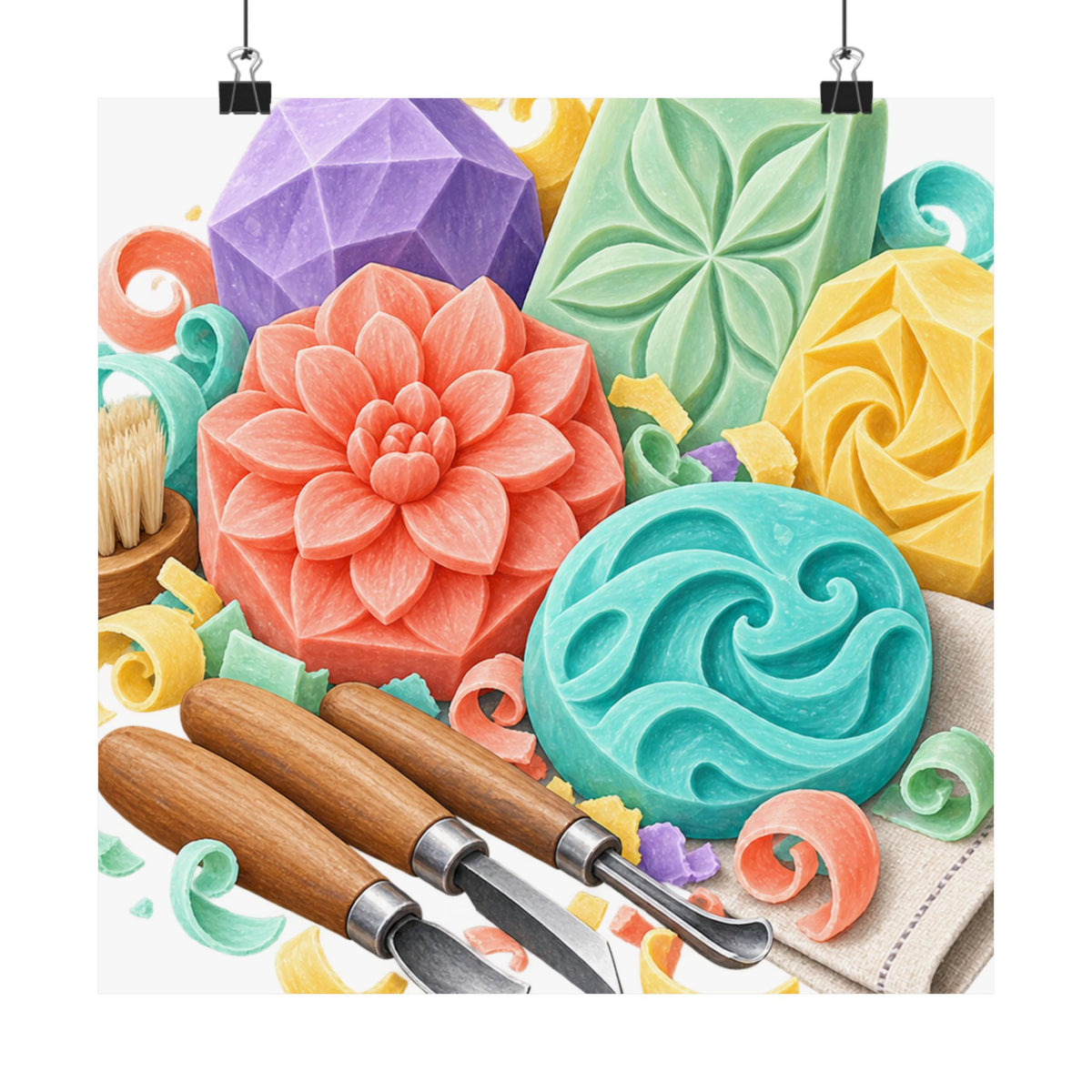 Colorful Soap Carving Workshop Poster