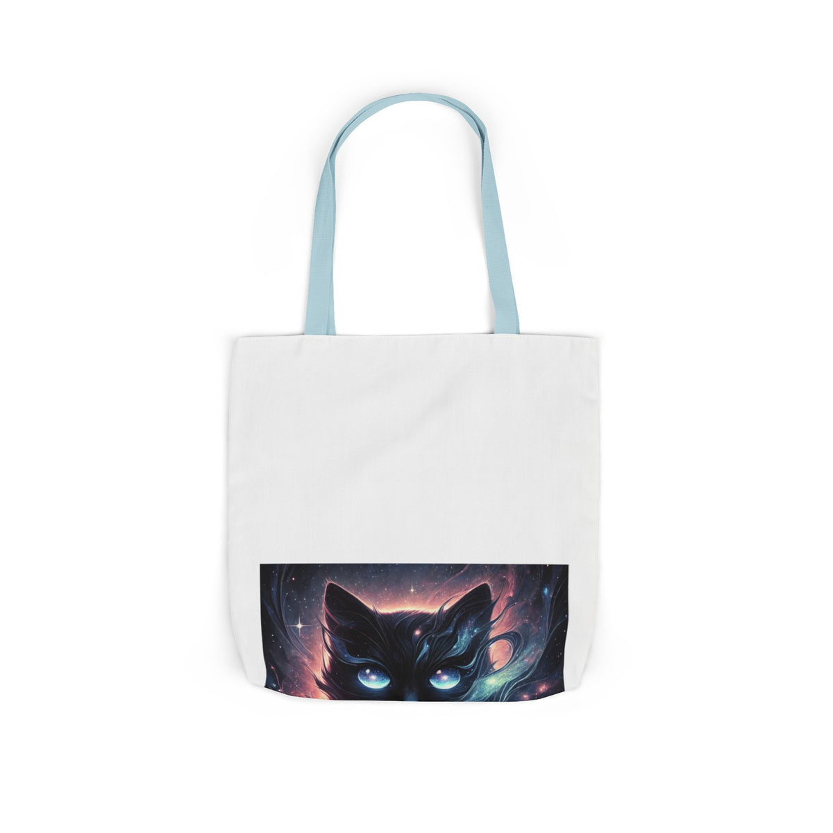 Cosmic Black Cat Galaxy Celestial Canvas Tote Bag