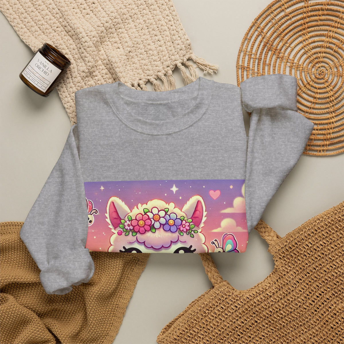Pastel Floral Alpaca Garden Kawaii Sweatshirt