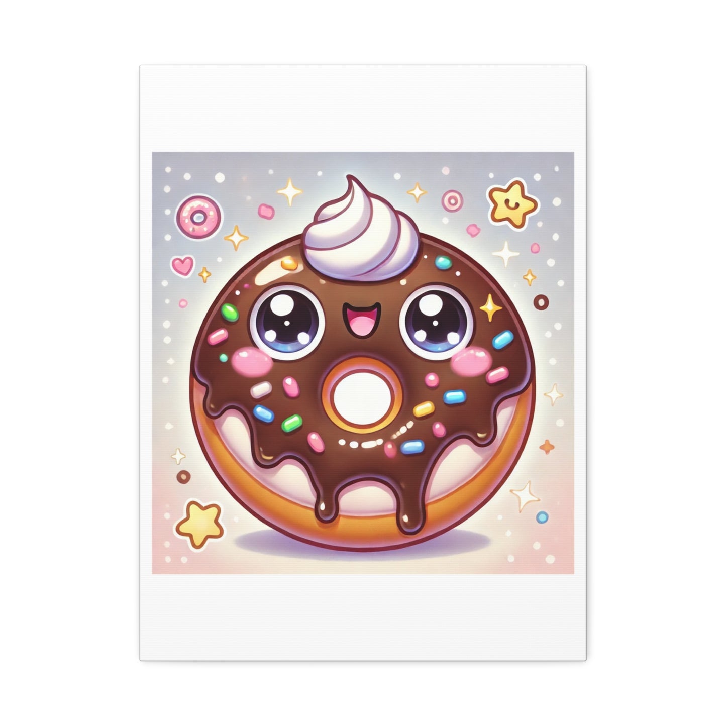 Kawaii Chocolate Donut Cute Dessert Canvas Wall Art