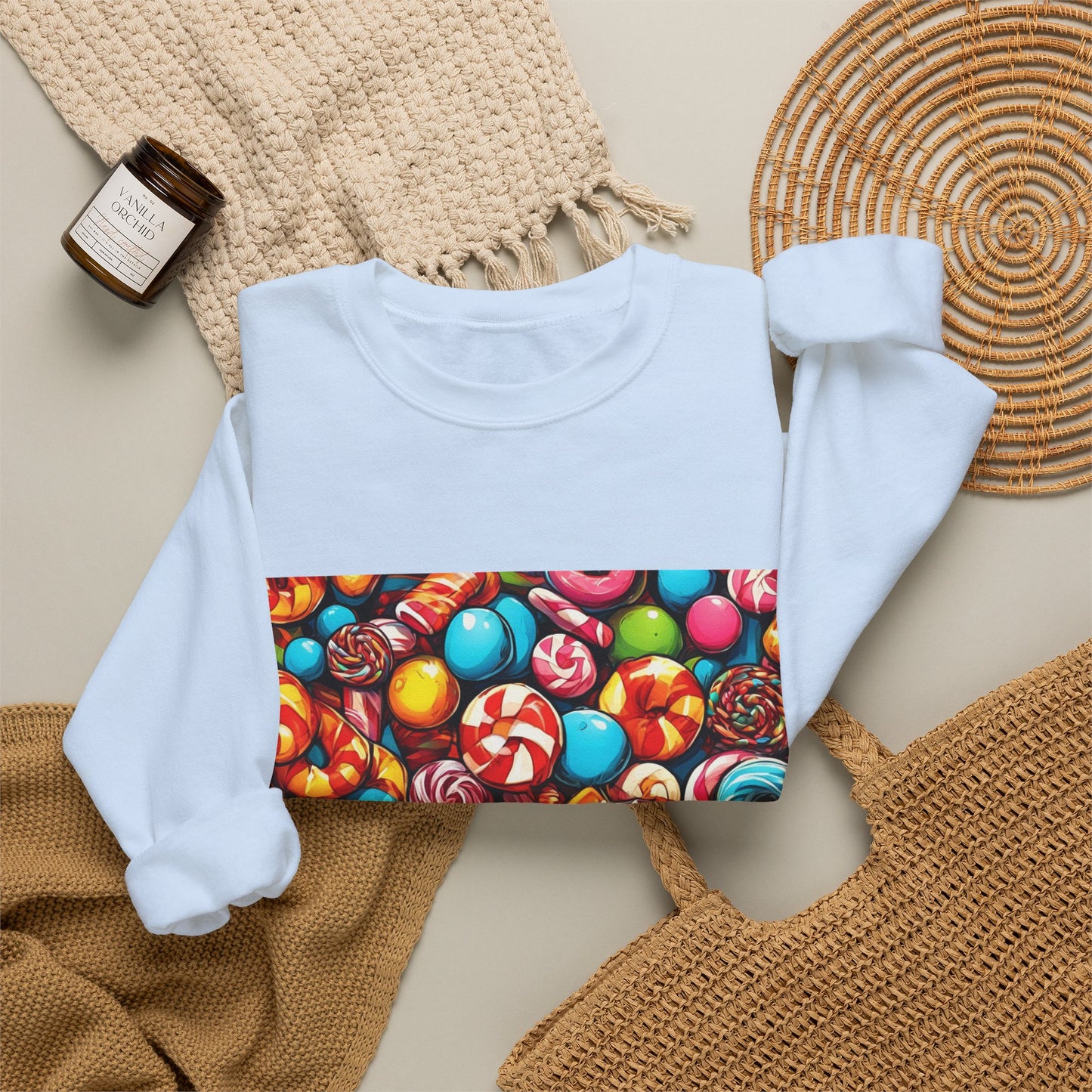 Colorful Candy and Lollipop Pattern Sweatshirt