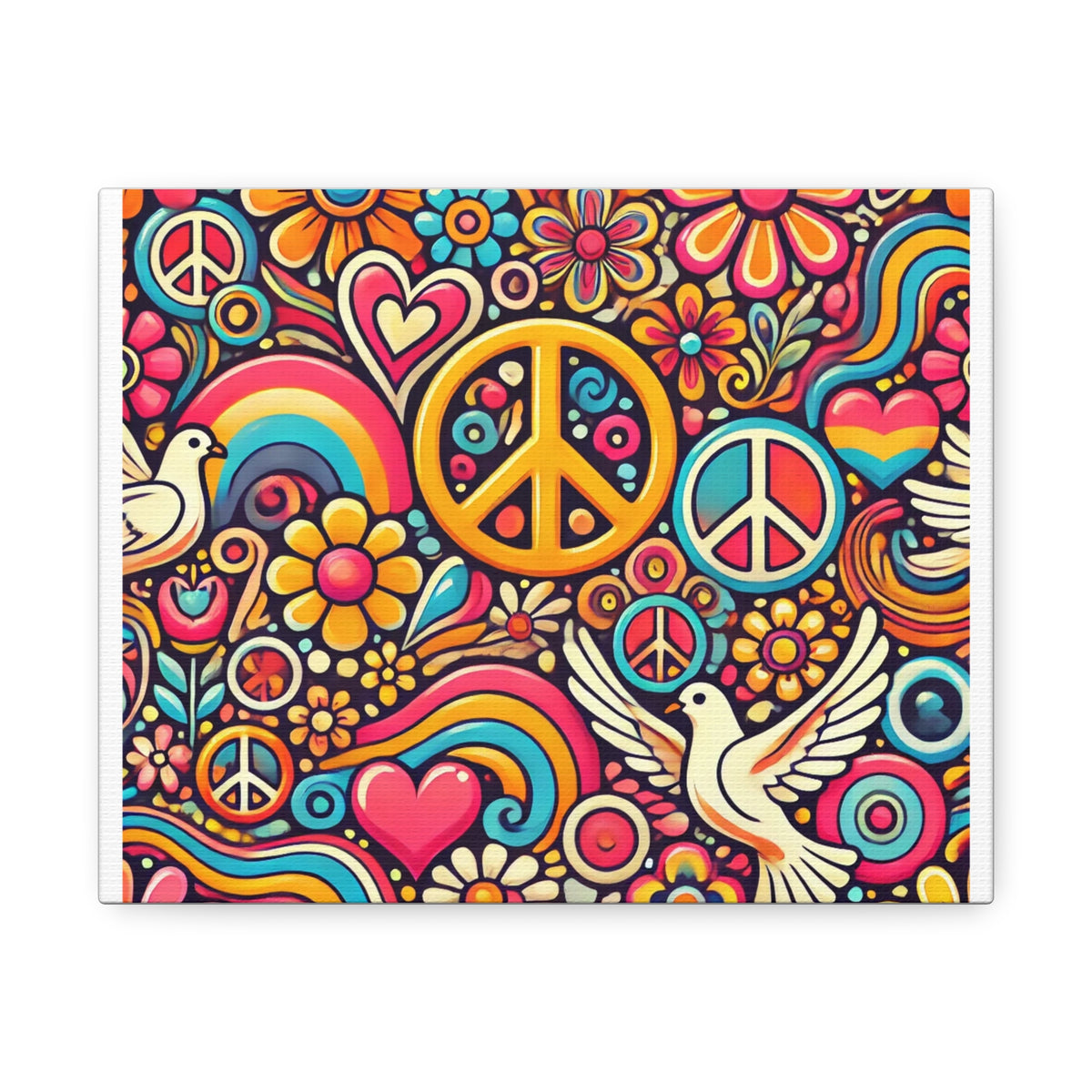 Colorful Peace Floral Pattern Canvas Wall Art