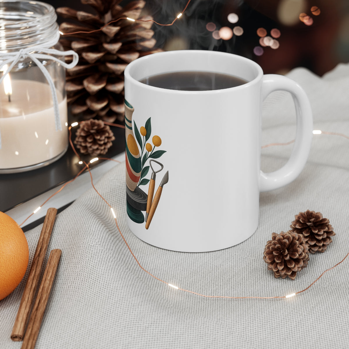 Midcentury Pottery Botanical Art Mug