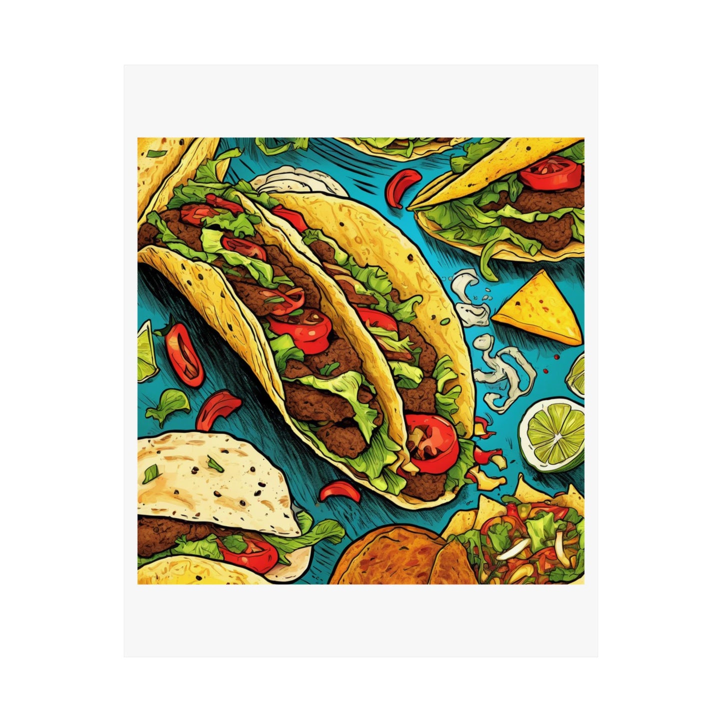 Taco Party Pattern Foodie Gift Art Poster