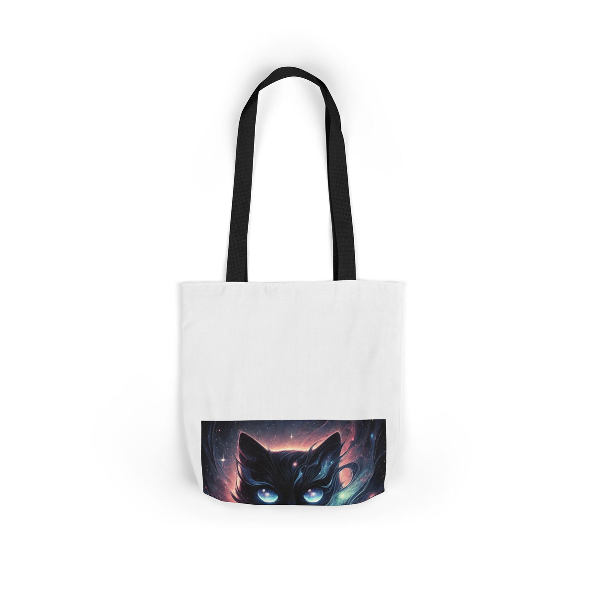 Cosmic Black Cat Galaxy Celestial Canvas Tote Bag