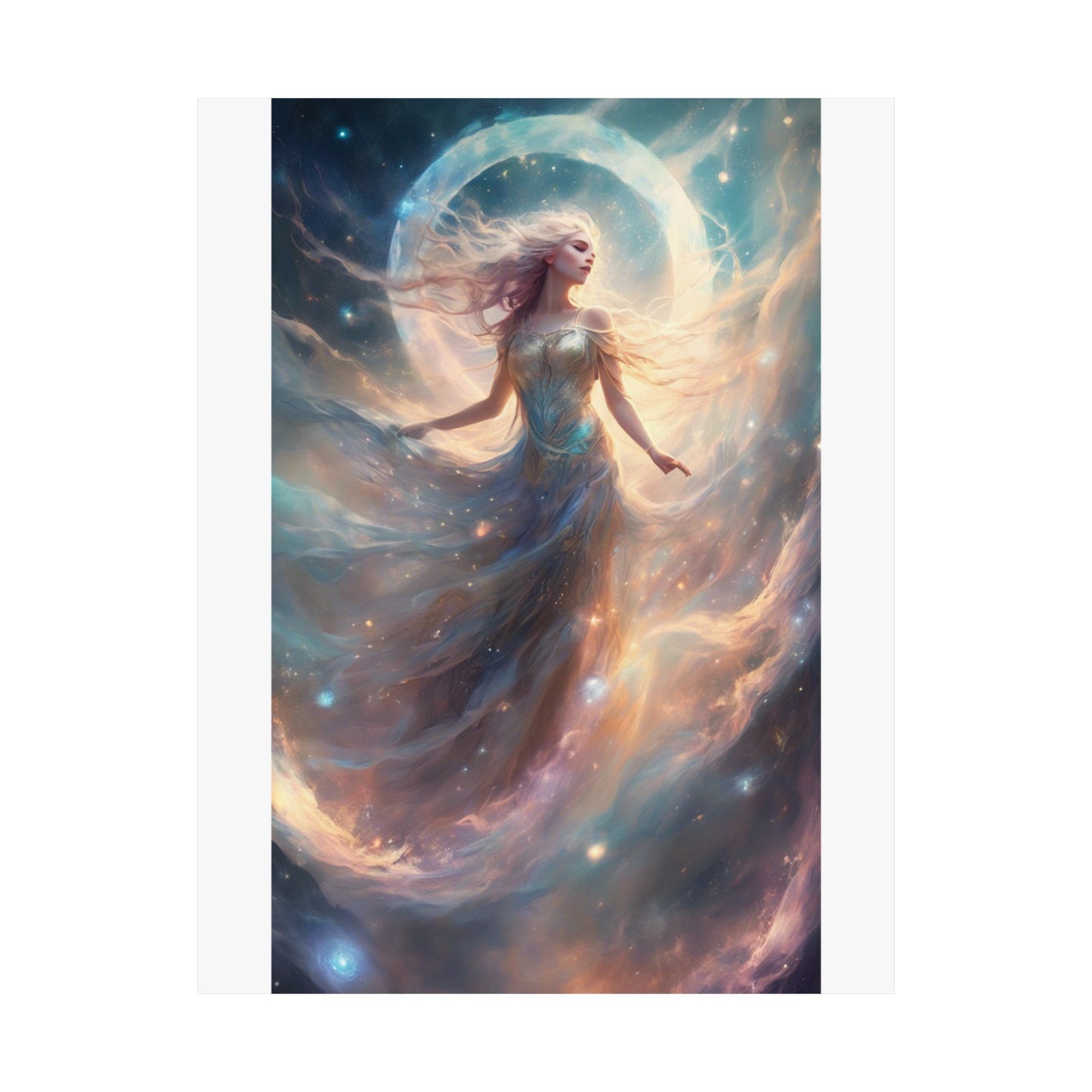 Moonlit Celestial Dancer Fantasy Portrait Poster