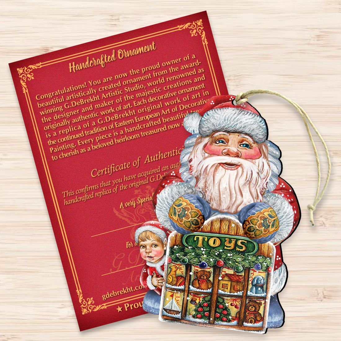 Toy Shop Santa Christmas Wooden Ornaments by G. DeBrekht - Christmas Santa Snowman Decor - 8119172