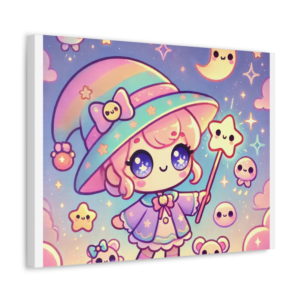 Kawaii Moon Wand Pastel Fantasy Canvas Wall Art